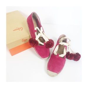 NEW Castaner Kuka Suede Espadrilles with Pom Poms